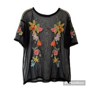 Zara Mesh Floral Shirt Size Small